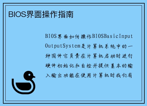 BIOS界面操作指南
